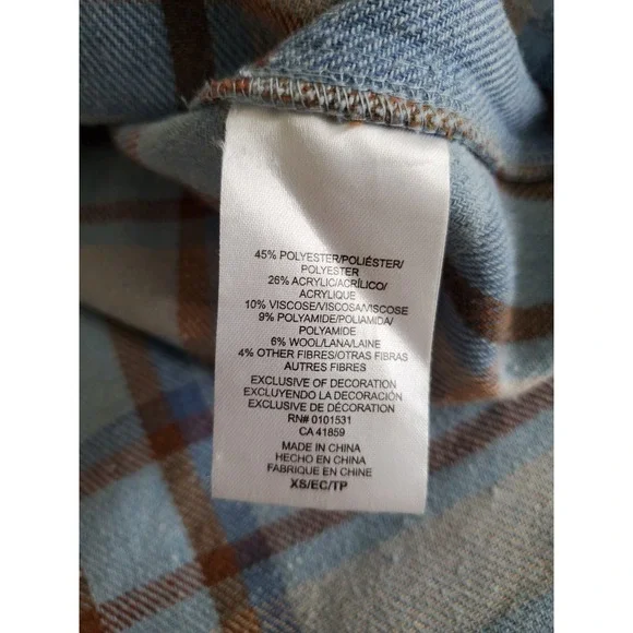 Ford Bronco Plaid Shacket Flannel Shirt Jacket Blue Women's XS Retro Bohemian - Picture 5 of 8